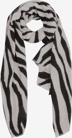 SAMAYA Leichter weicher Webschal 'Molley', mit Zebramuster in Grau: Vorderseite