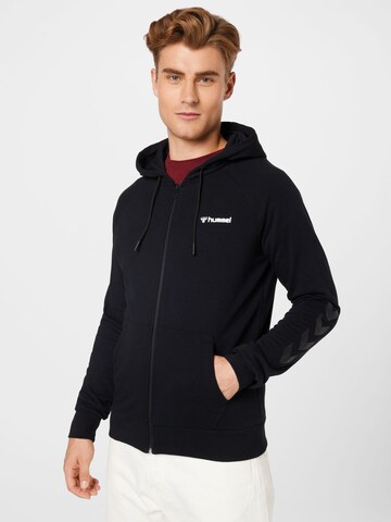 Hummel Athletic Zip-Up Hoodie in Black: front