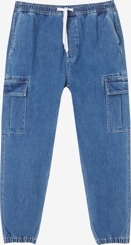 Pull&Bear Tapered Cargo Jeans in Blue: front