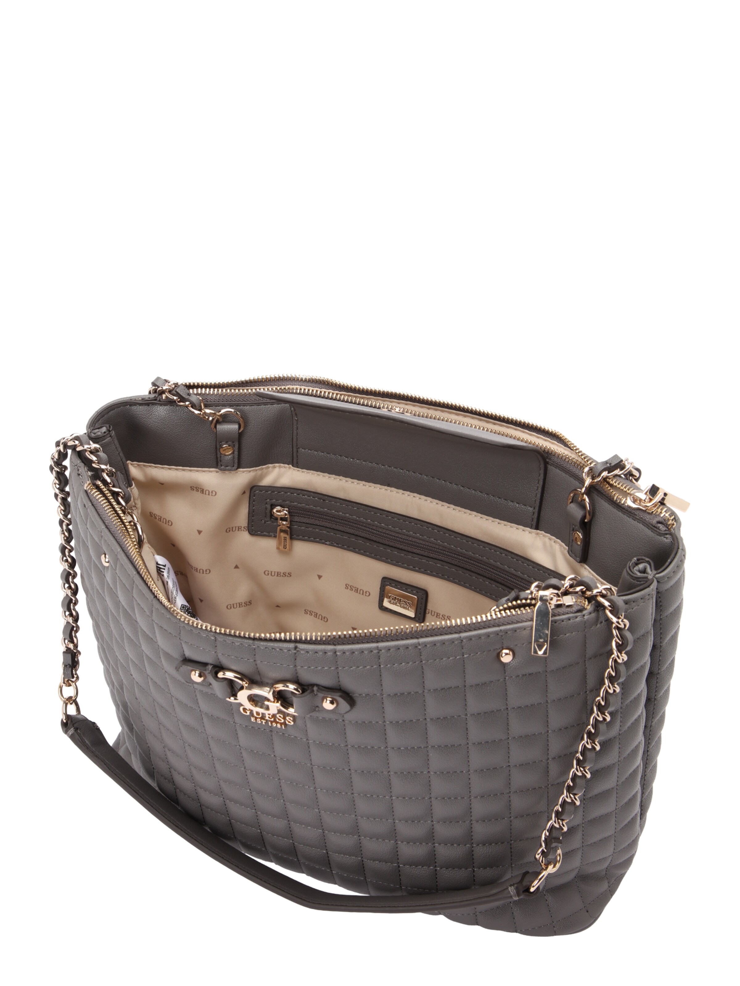 GUESS Наплечная сумка 'NADIRA STATUS TOTE' в Серый