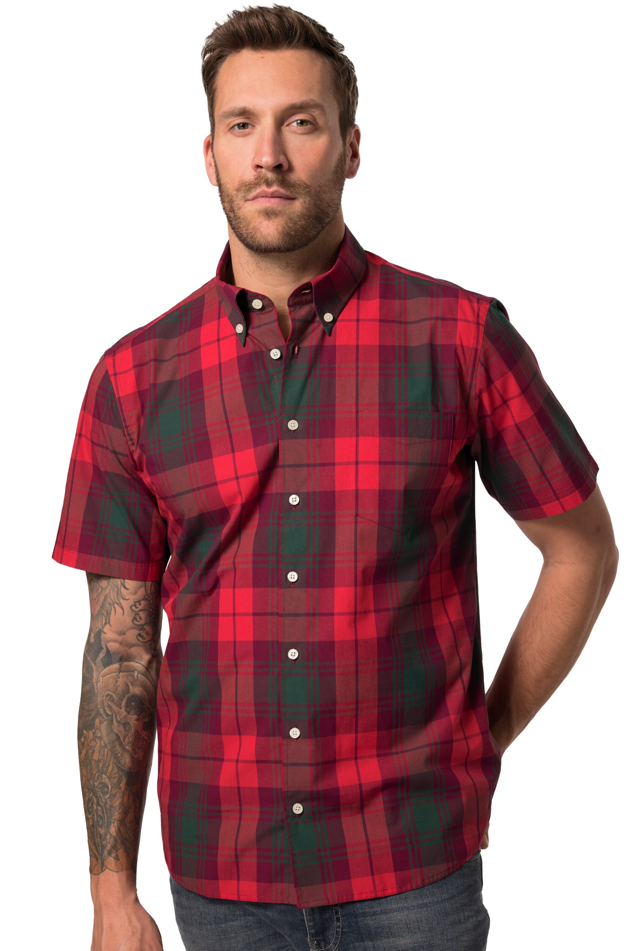 JP1880 Regular fit Overhemd in Rood: voorkant