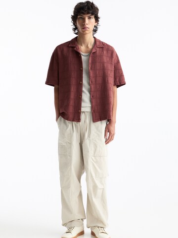 Pull&Bear Comfort fit Button Up Shirt in Red