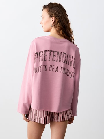 Bluză de molton 'TOURIST' de la MANGO TEEN pe roz: față