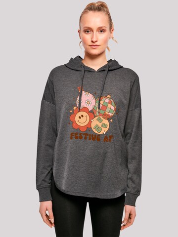 F4NT4STIC Sweatshirt 'Festive AF Christmas Tree Balls' in Grey: front