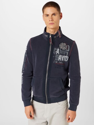 CAMP DAVID Zip-Up Hoodie in Blue: front