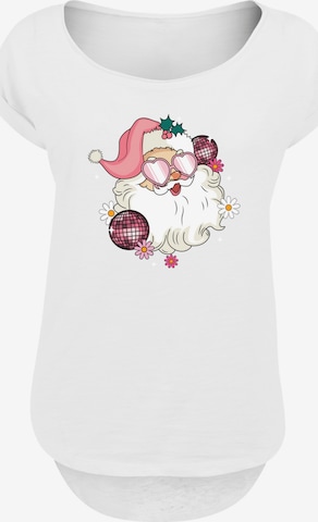 F4NT4STIC Shirt 'Pink Retro Disco Santa Christmas Bling' in White: front