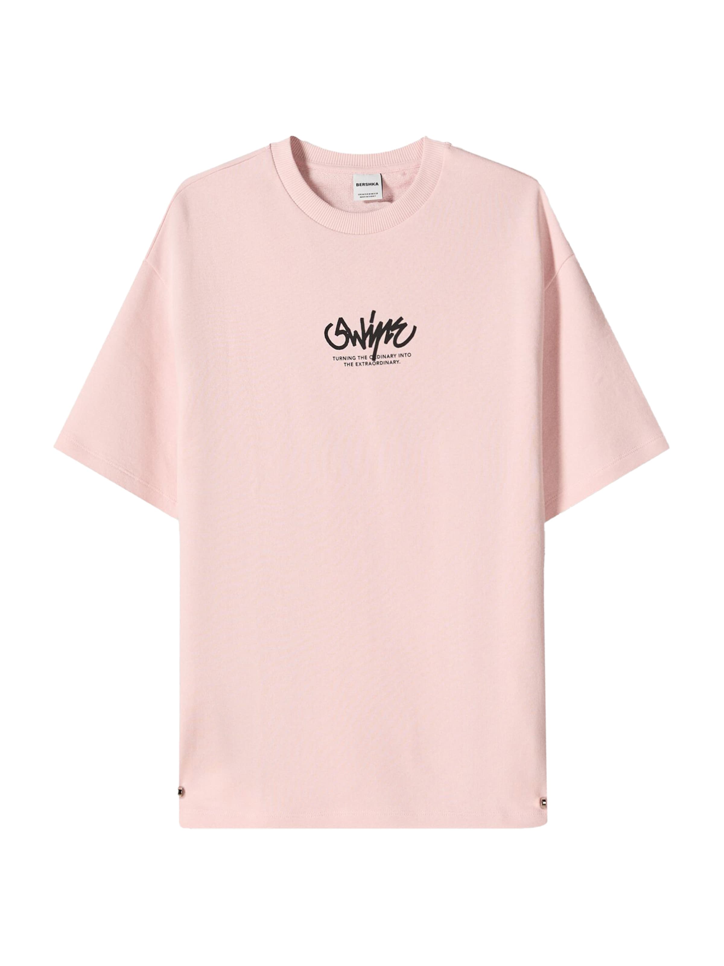 Bershka T-Shirt in rosé / schwarz, Produktansicht