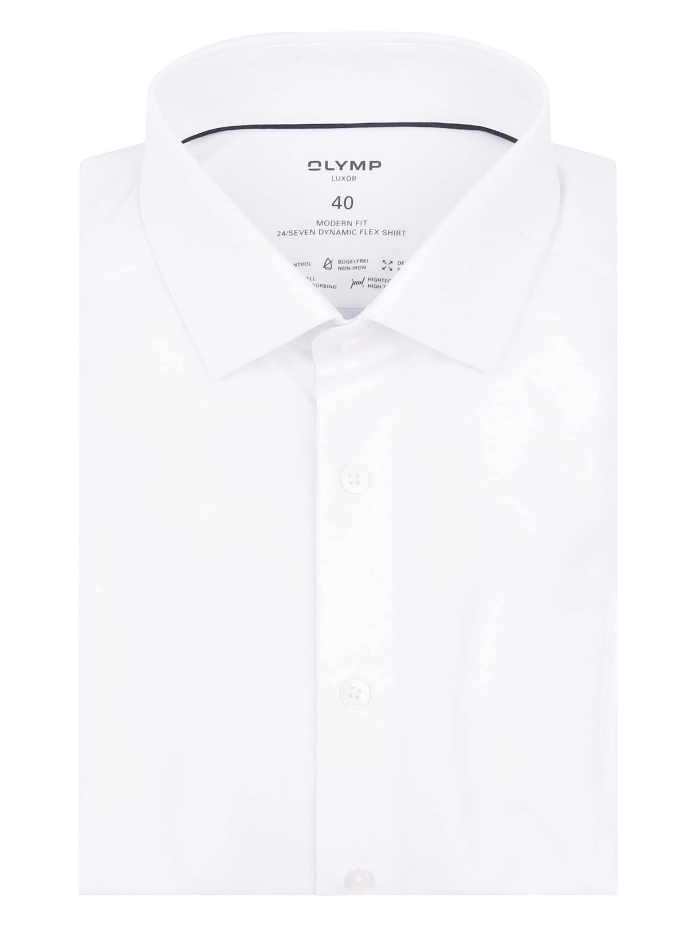 OLYMP Button Up Shirt 'Luxor 24/Seven' in White: front