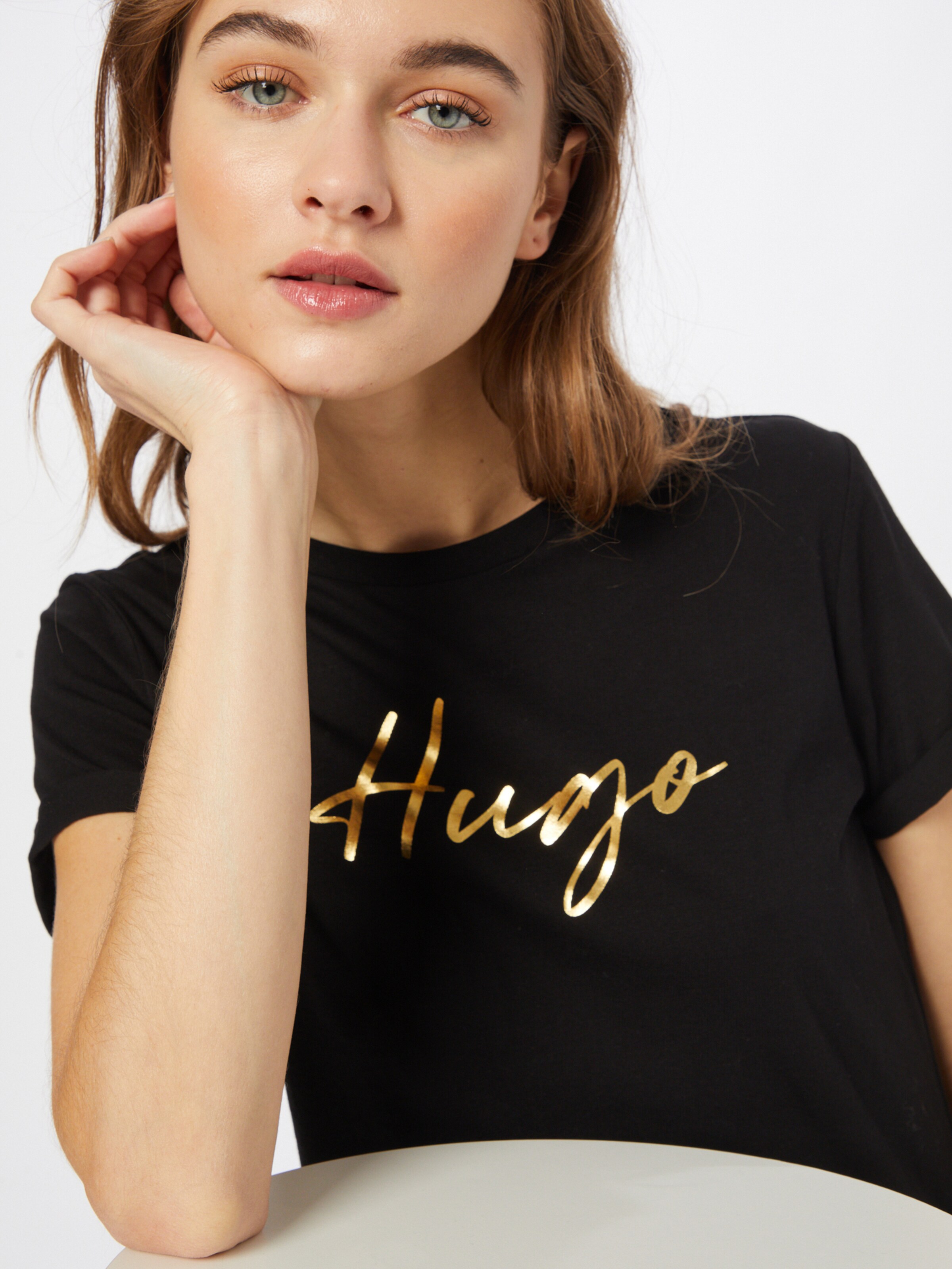 Frauen Große Größen HUGO T-Shirt in Schwarz - ZH53711