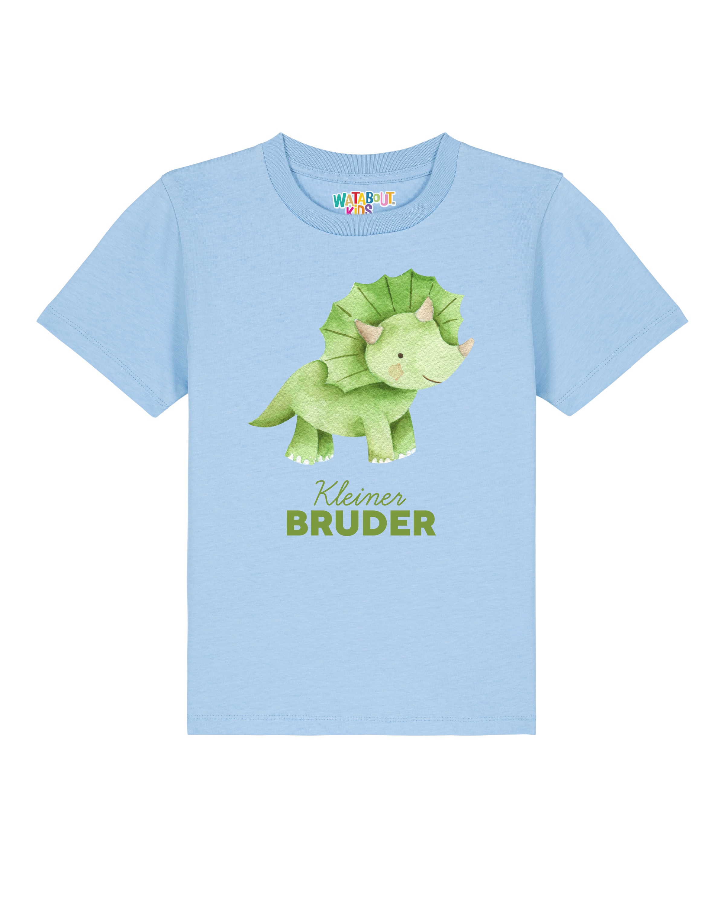Maglietta 'Dinosaurier 01 Kleiner Bruder' di watabout.kids in blu: frontale
