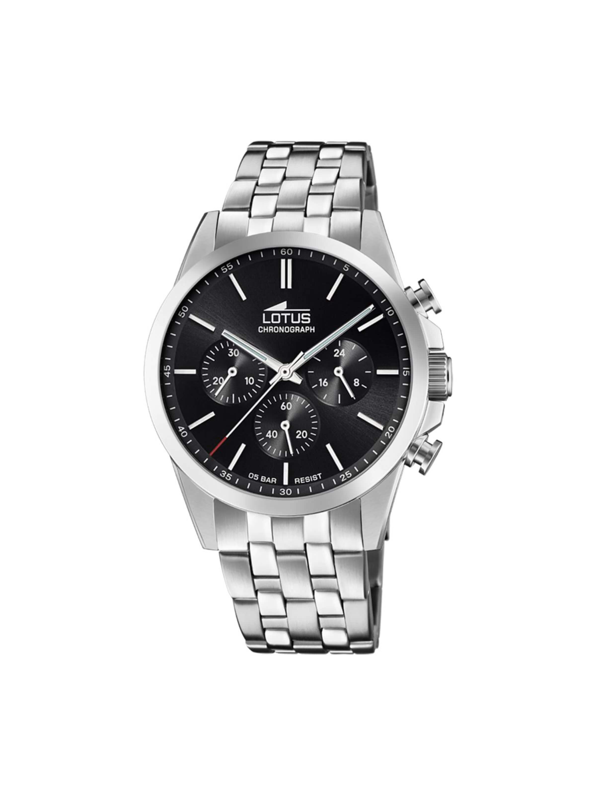 Lotus Analoog horloge in Zwart: voorkant