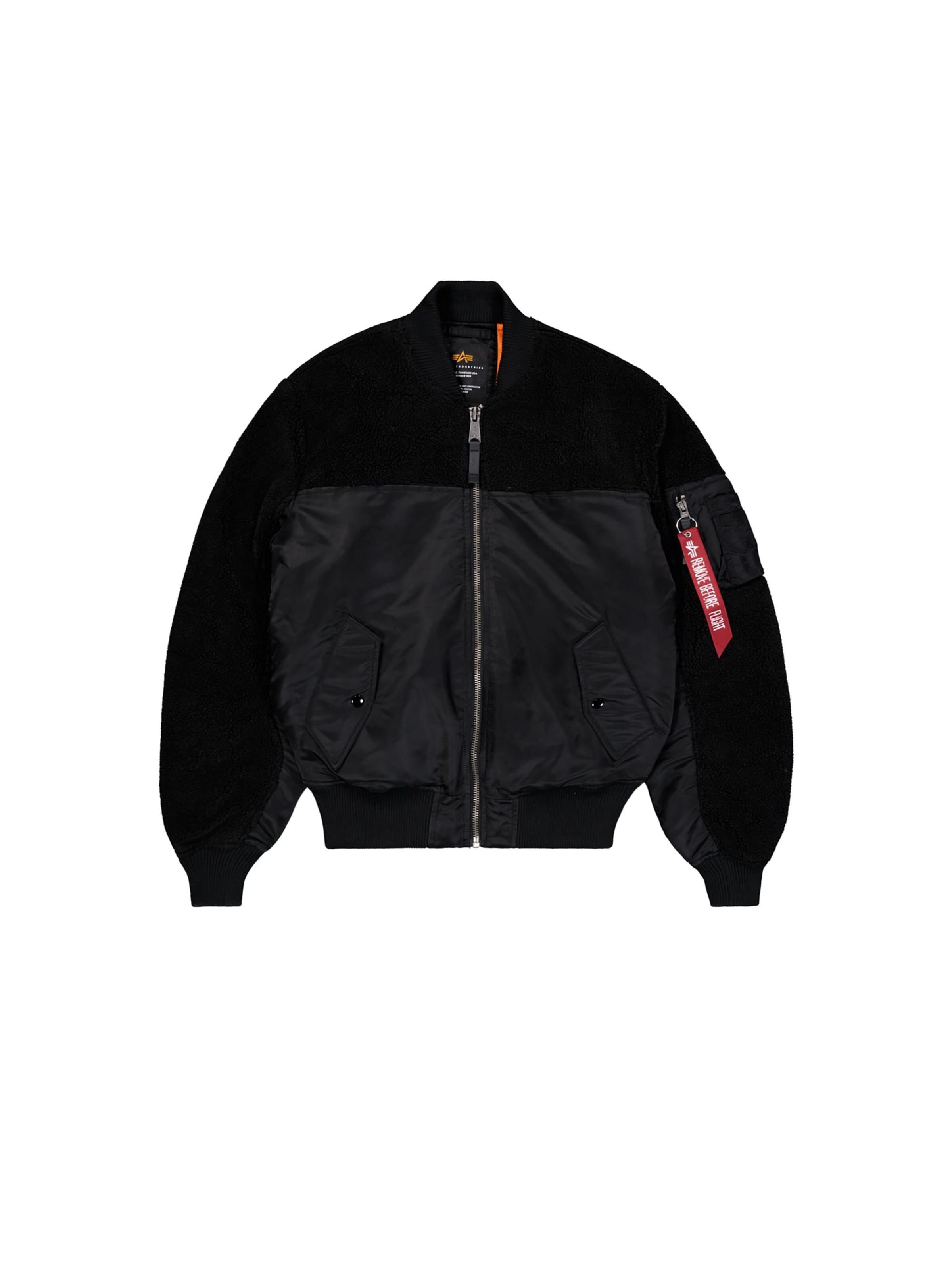 ALPHA INDUSTRIES Between-Season Jacket 'MA-1 Teddy' in Black: front