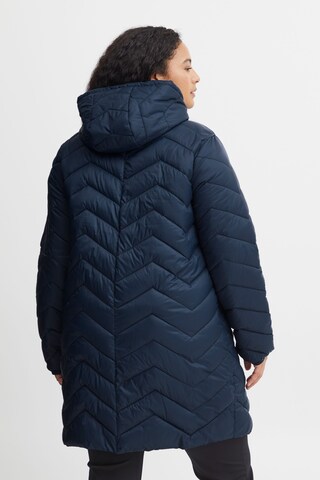 Fransa Curve Winter Coat in Blue