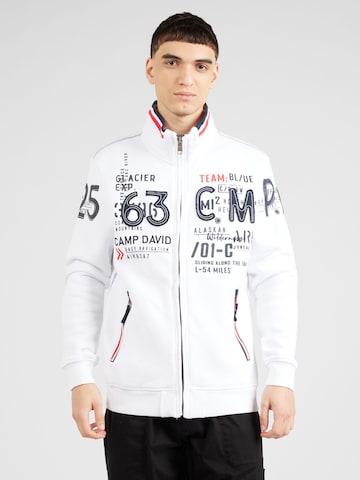 CAMP DAVID - Sudadera con cremallera en blanco: frente