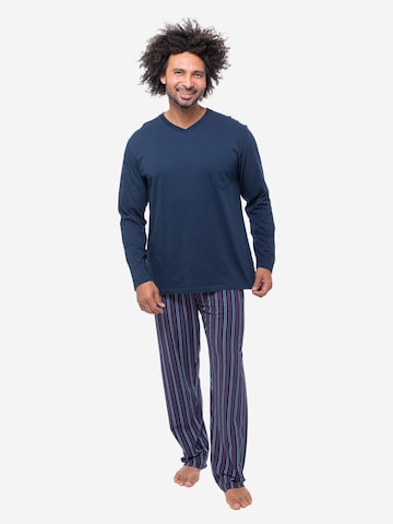 Ammann Long Pajamas 'Night & Home Cotton' in Blue