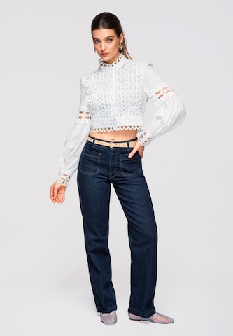 Ombre Bluse in Weiß