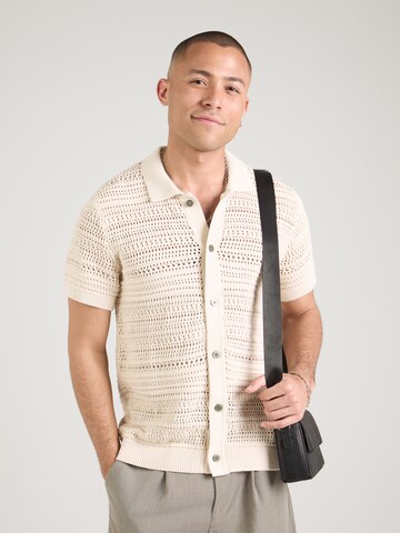 Jack & Jones Premium Πλεκτή ζακέτα 'JPRBluhamilton' σε μπεζ: μπροστά