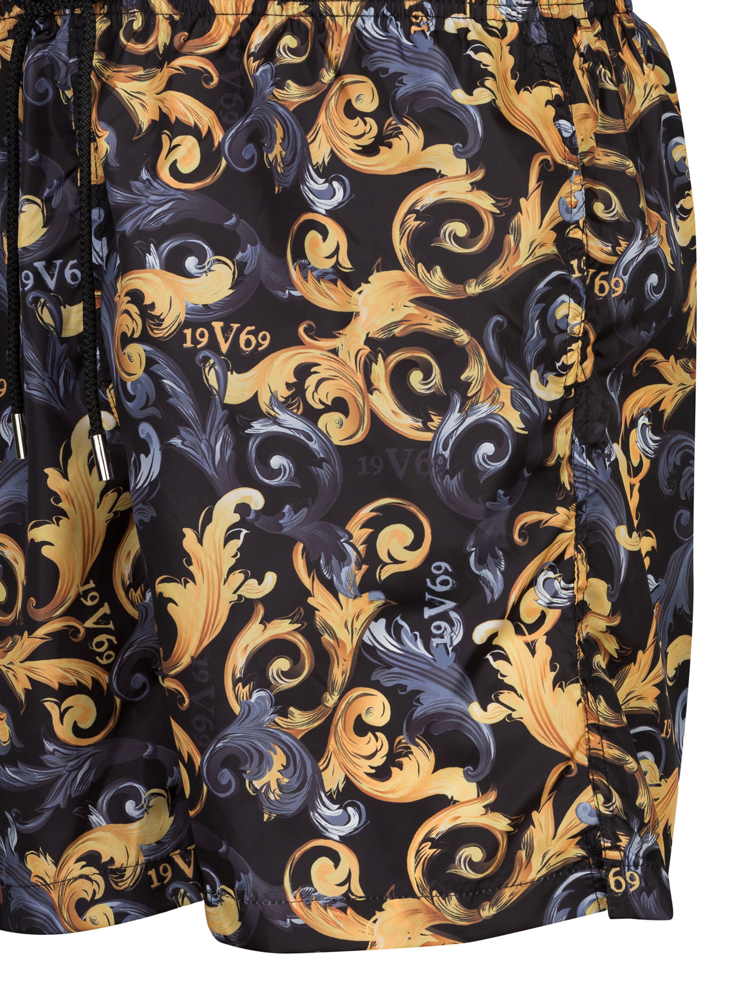 19V69 ITALIA Badeshorts 'Siro New Baroque' in Schwarz