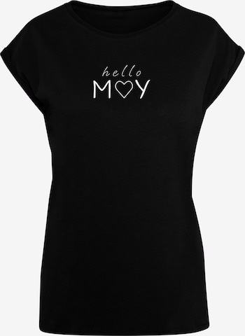 Merchcode Shirt 'Spring - Hello May' in Zwart: voorkant