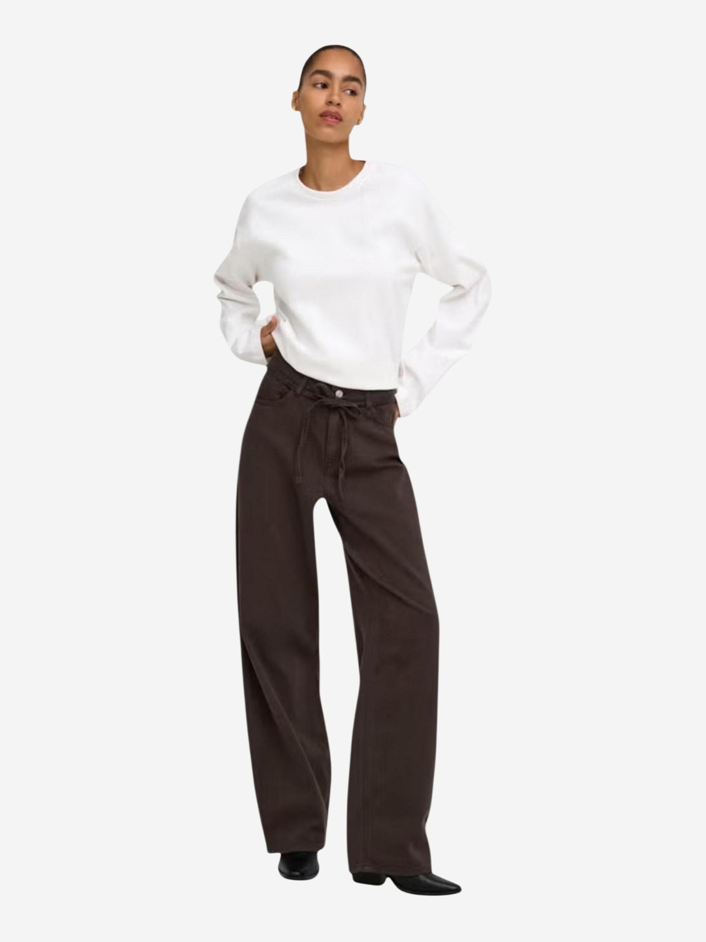 Wide leg Jeans 'ONLGIANNA-SILLA MW ST BELT PANT PNT NOOS 15372521' di ONLY in marrone