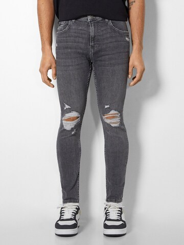 Bershka Skinny Kavbojke | siva barva: sprednja stran