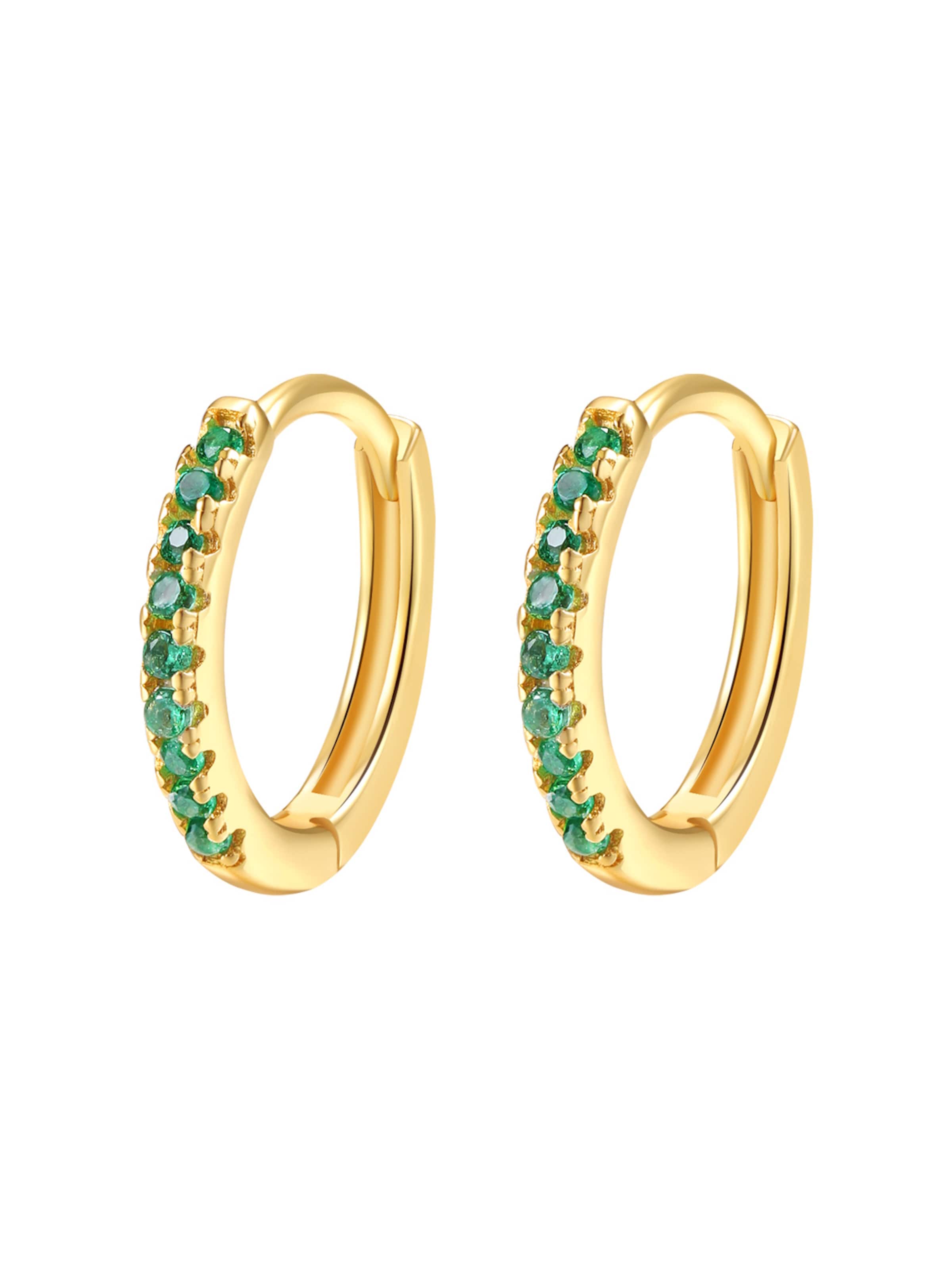 Hey Happiness Oorbellen 'Green Huggies' in Goud: voorkant