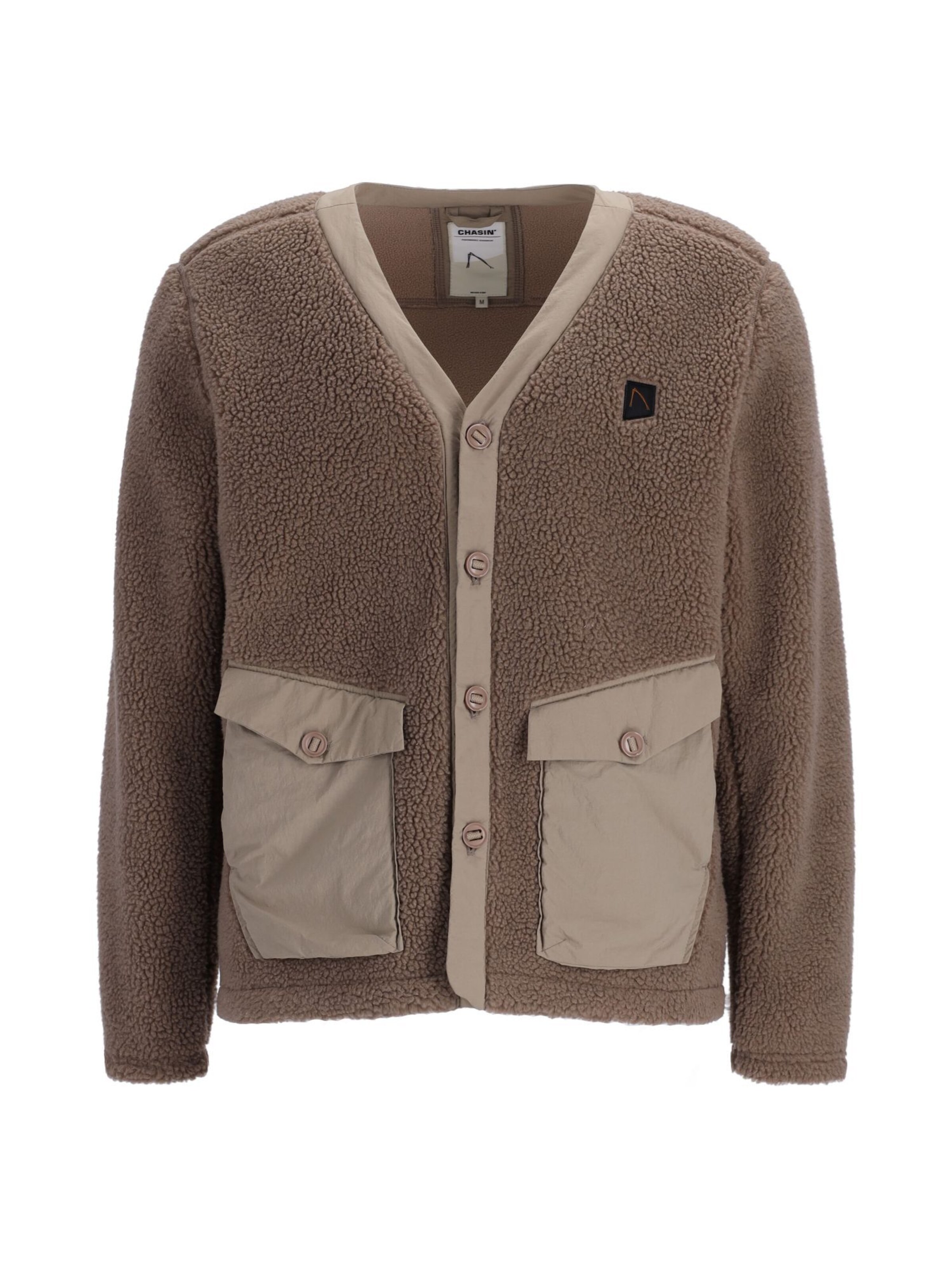 CHASIN' Strickjacke 'Karo' in Beige: Vorderseite