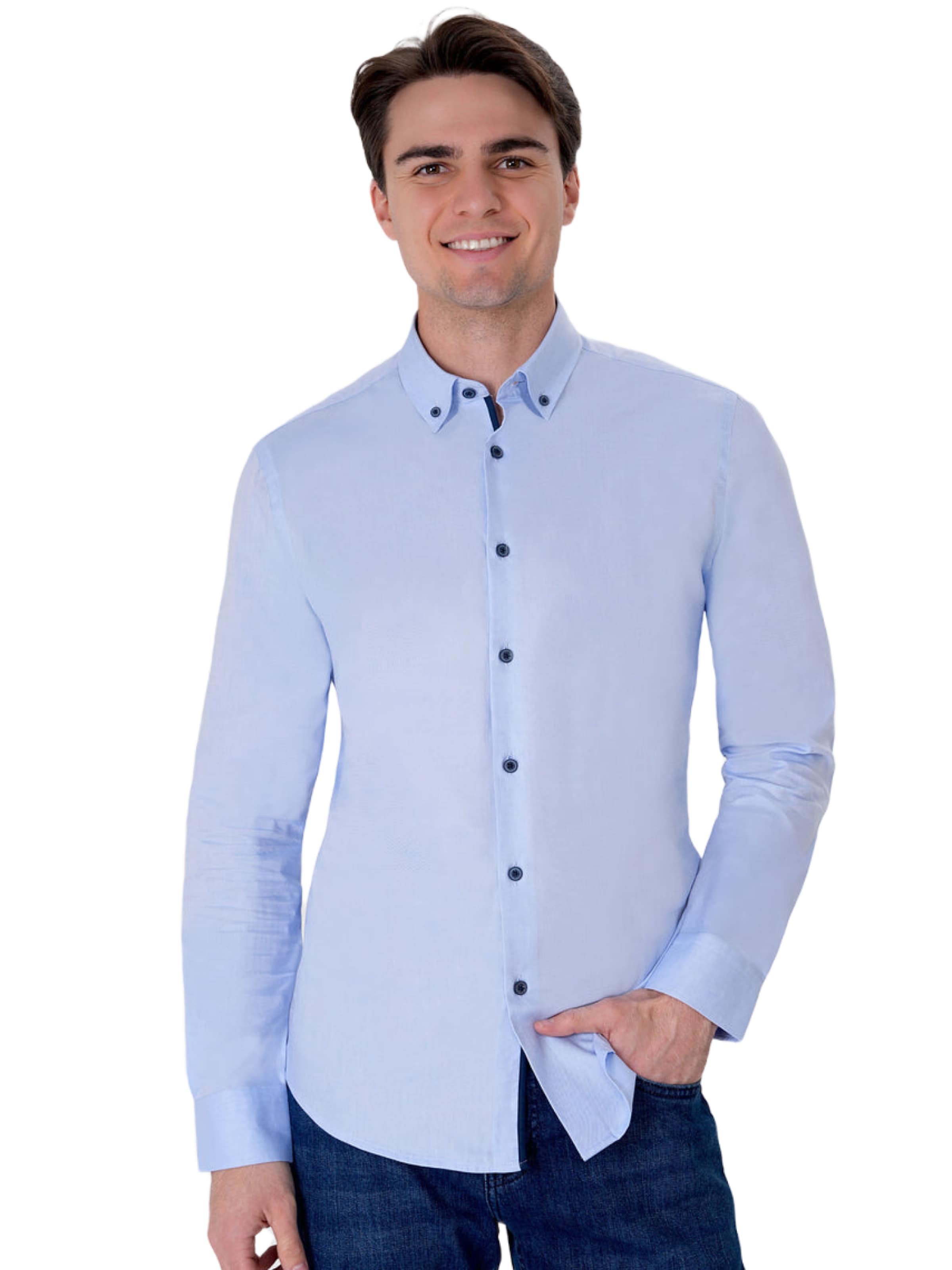 UNIQVIBE Slim fit Overhemd in Blauw