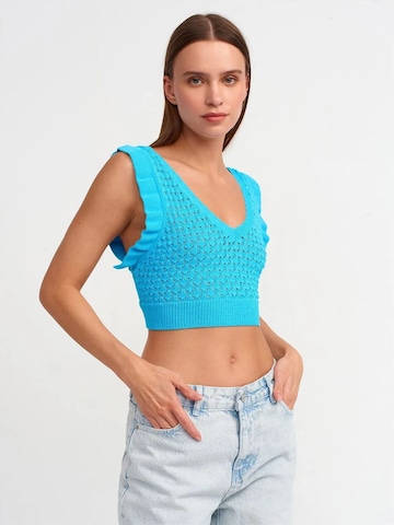 Dilvin - Top de malha em azul: frente