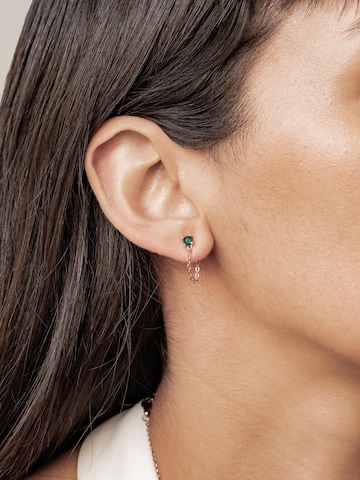 Hey Happiness Oorbellen 'Emerald Chain Loop Stud' in Goud