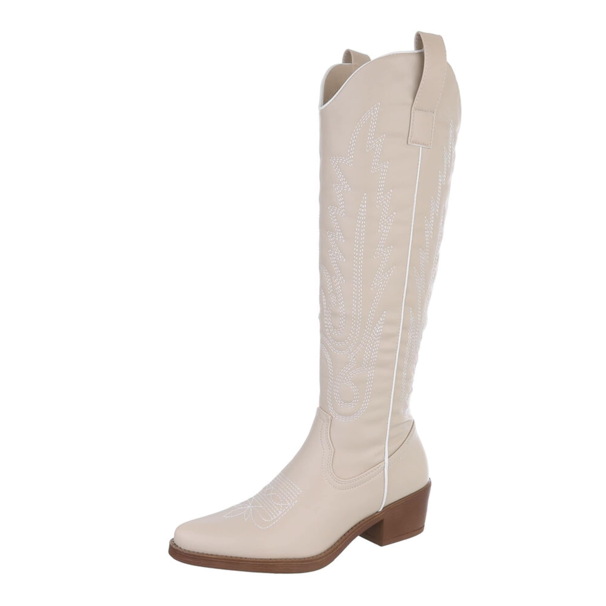 Ital-Design Cowboy Boots in Beige: front