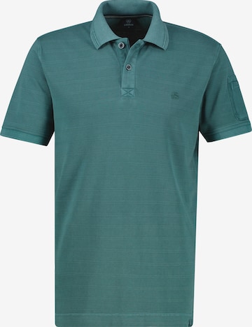 LERROS Poloshirt, unifarben aus gestreiftem Piqué-Gewebe in Grün: Vorderseite