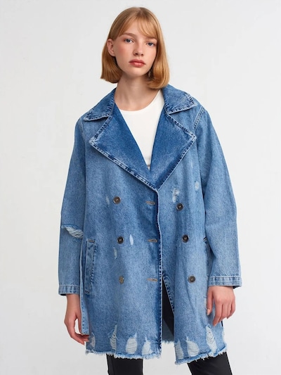 Dilvin Manteau mi-saison en S en bleu denim, Vue avec produit