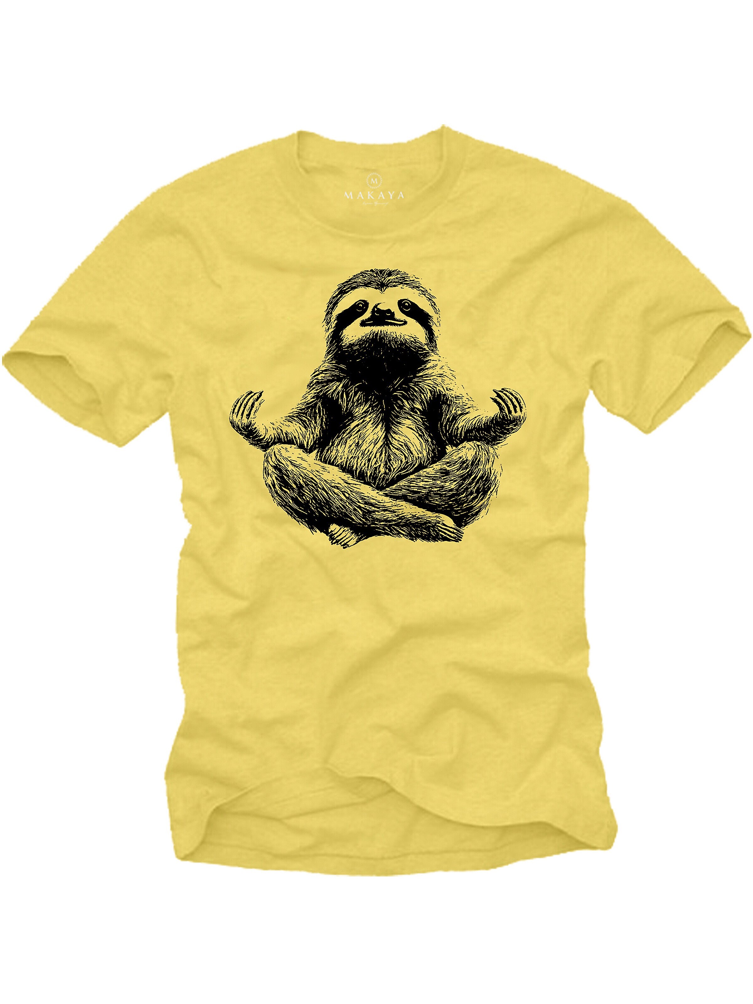 MAKAYA Shirt 'Meditation Sloth' in Yellow: front