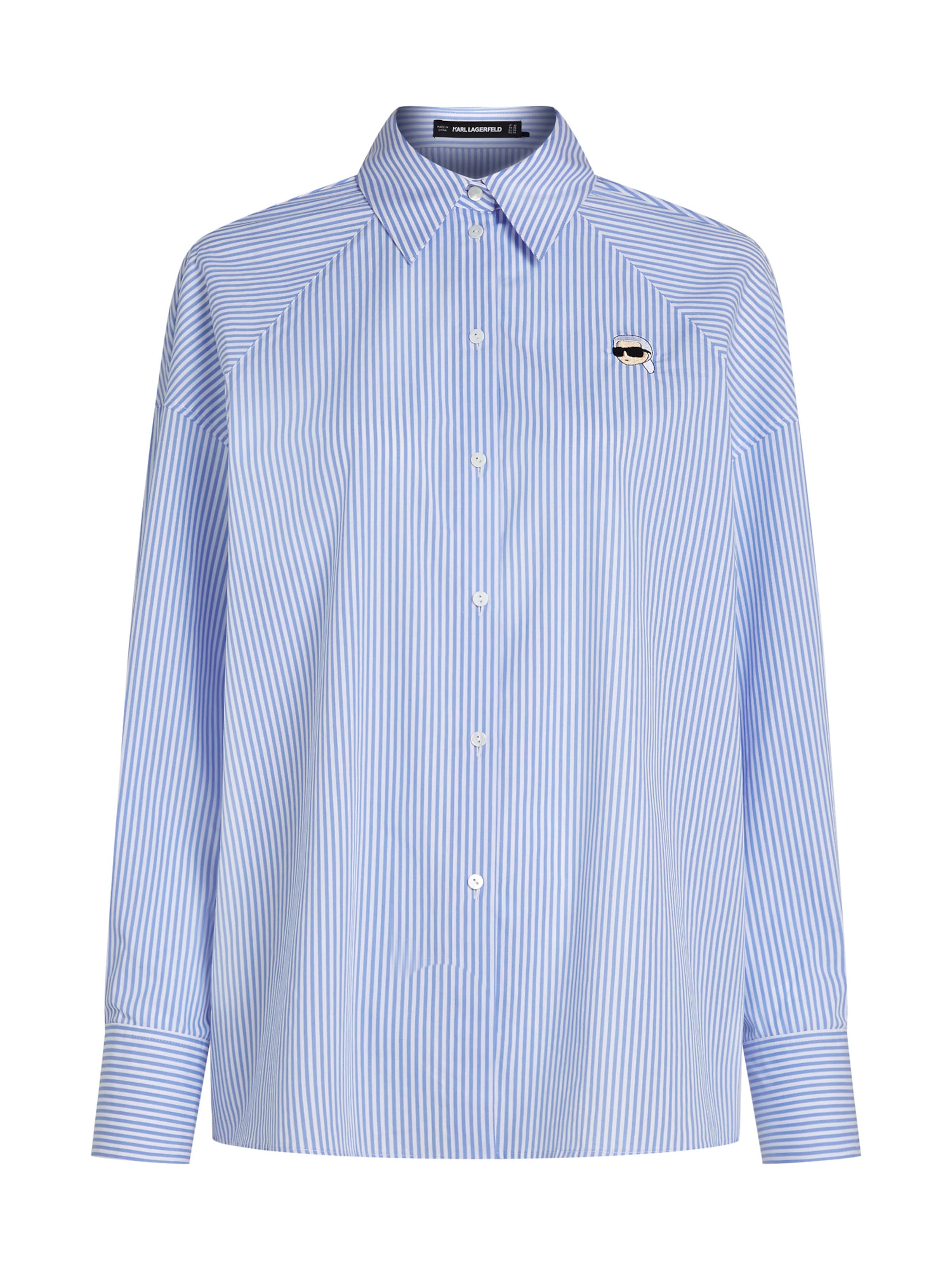 Camicia da donna ' Ikon Gestreiftes Hemd ' di Karl Lagerfeld in blu: frontale