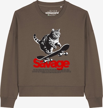 Sweat-shirt 'Savage Cat ' Watapparel en marron : devant