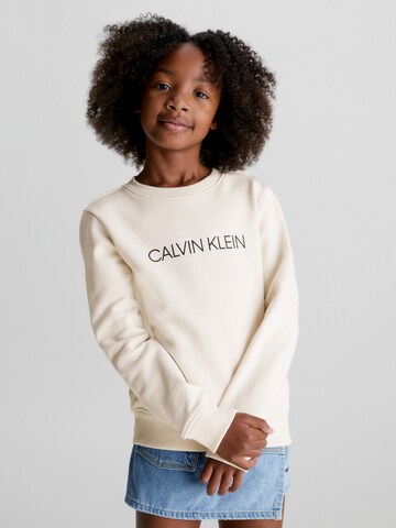 Sweat Calvin Klein Jeans en beige : devant