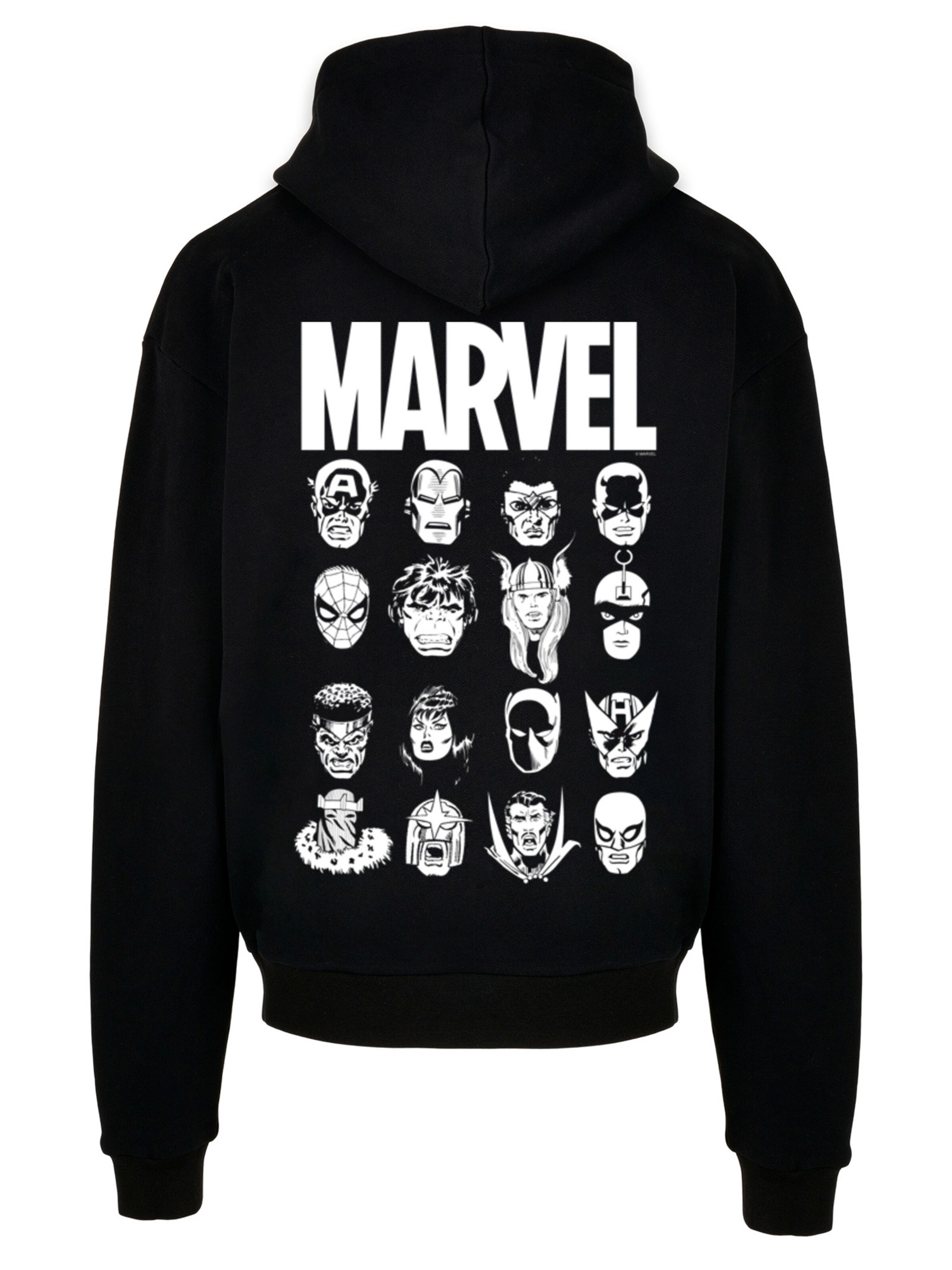 F4NT4STIC Sweatshirt 'Marvel Comics Superhelden Heads' in Zwart: voorkant