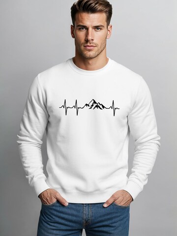 Neverless Sweatshirt 'Berg Herzschlag' in White