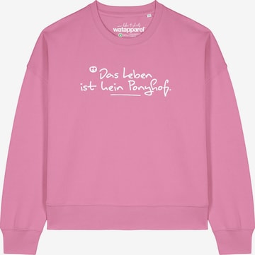 Watapparel Sweatshirt 'Das Leben ist kein Ponyhof ' in Roze: voorkant