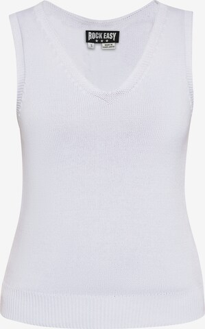 ROCKEASY Knitted Top in White: front