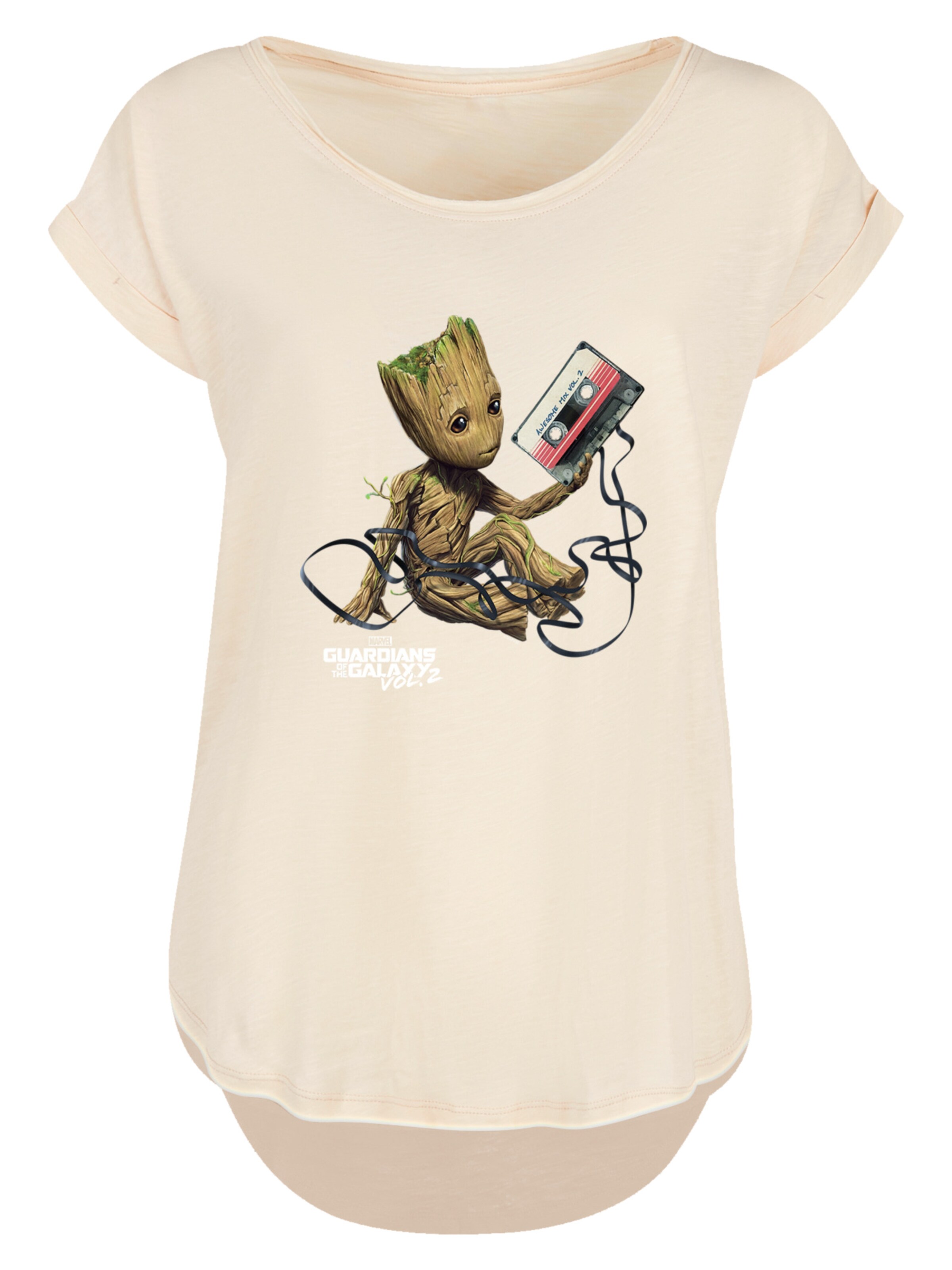 F4NT4STIC Shirt 'Marvel Guardians Of The Galaxy Vol2 Groot Tape' in Beige: voorkant