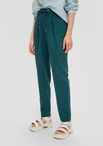 QS Regular Bundfaltenhose in Grün