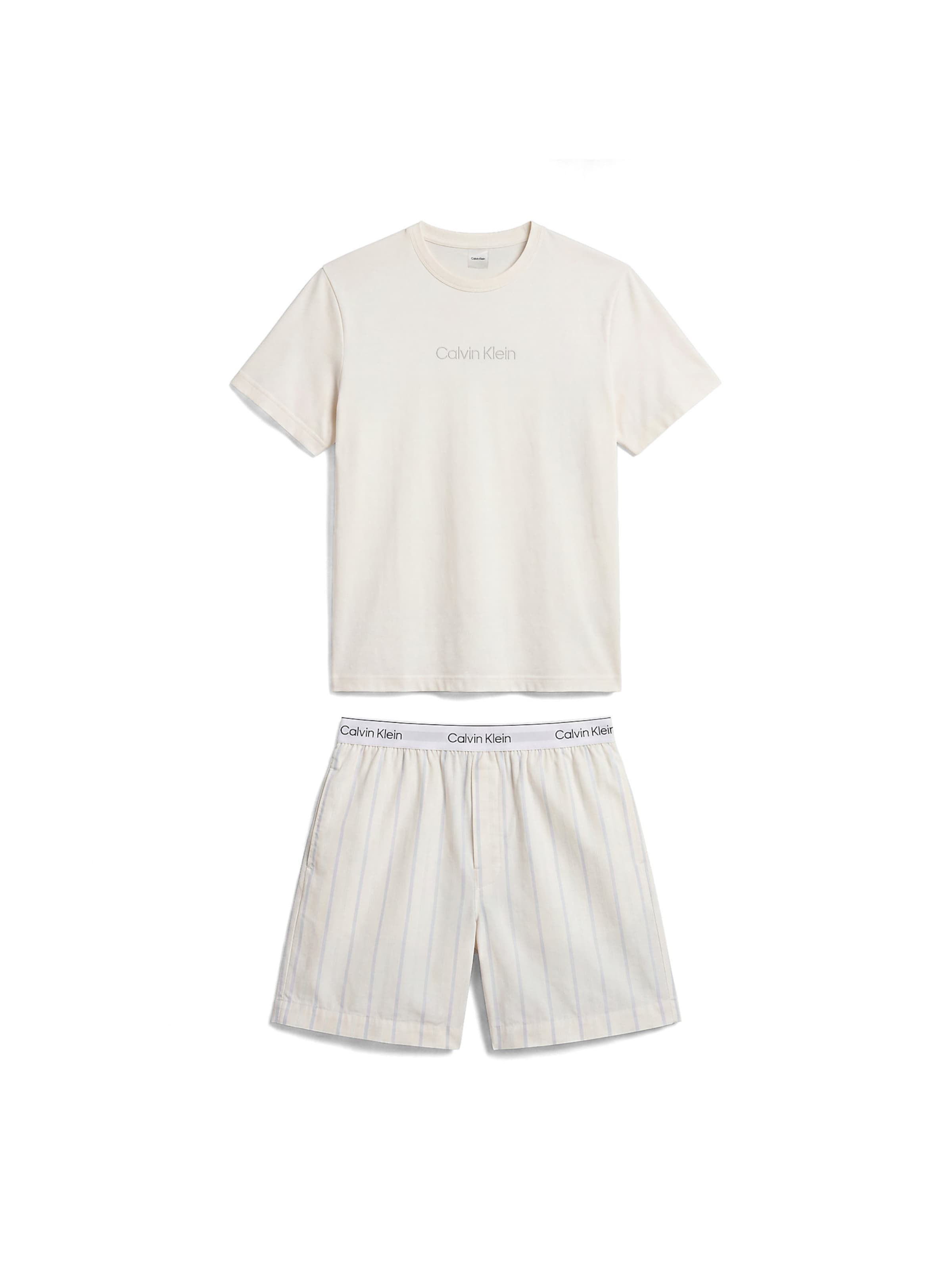 Pyjama court Calvin Klein en beige : devant