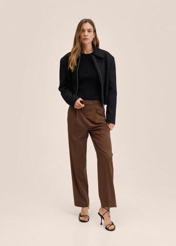 MANGO Loose fit Pleat-Front Pants 'Charlie' in Brown