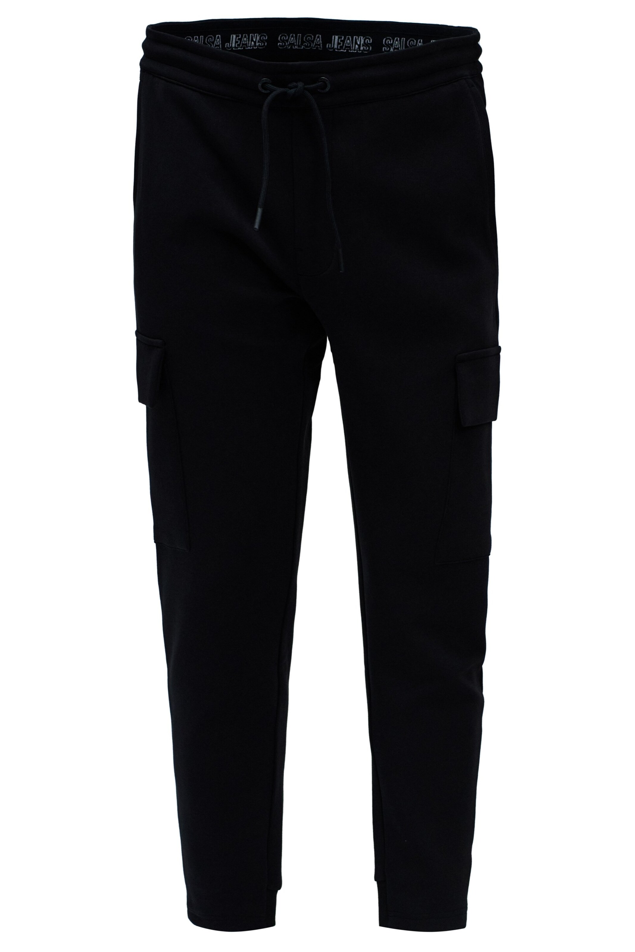 Coupe slim Pantalon chino Salsa Jeans en noir : devant