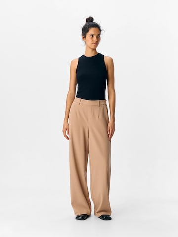 OBJECT Wide leg Chino trousers 'OBJLisa' in Beige