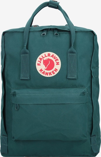 Fjällräven Rucksack 'Kånken' in dunkelgrün / rot / weiß, Produktansicht