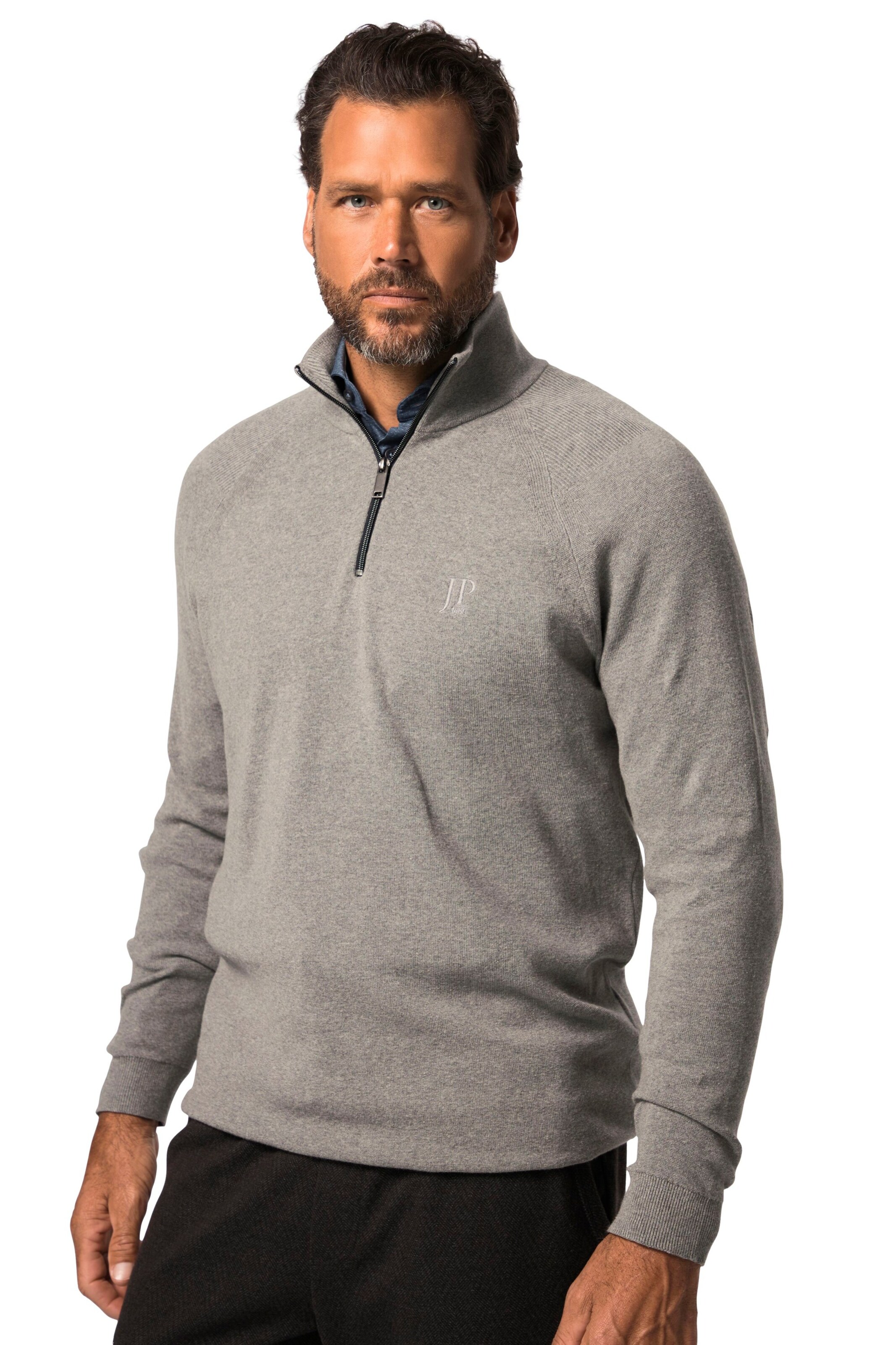 JP1880 Pullover in Grau: Vorderseite