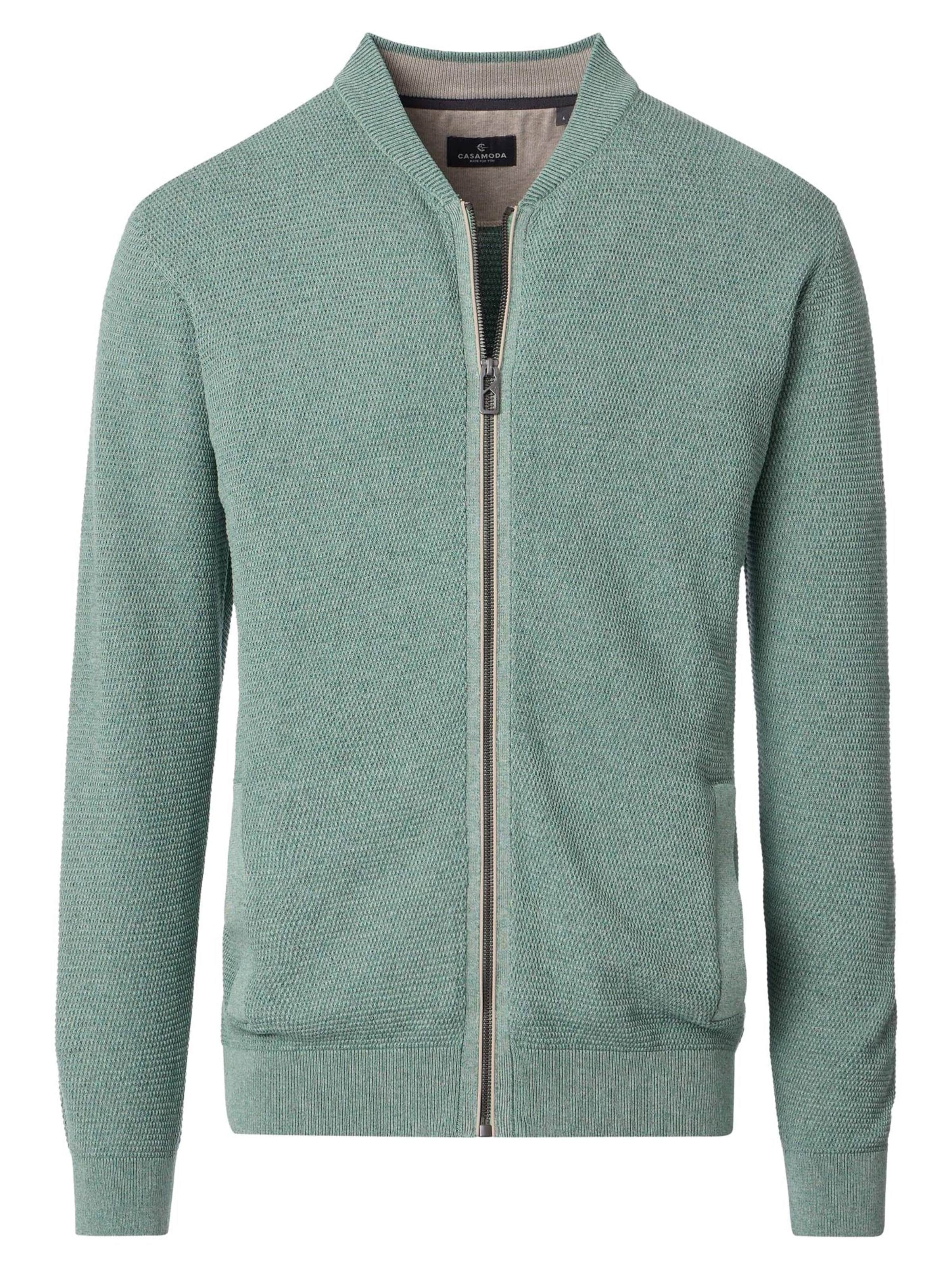 CASAMODA Strickjacke 'Basic'‌‌‌‌‌ in Grün: Vorderseite